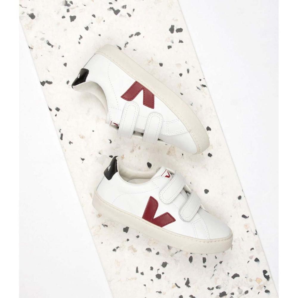 Veja ESPLAR LEATHER Sneakers Kinderen White/Black/Red | NL 819MQZ